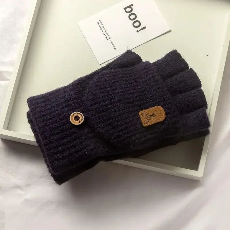 Winter Warm Knitted Fingerless Gloves For Men Women Thicken Touch Screen Half Finger Gloves Cozy S