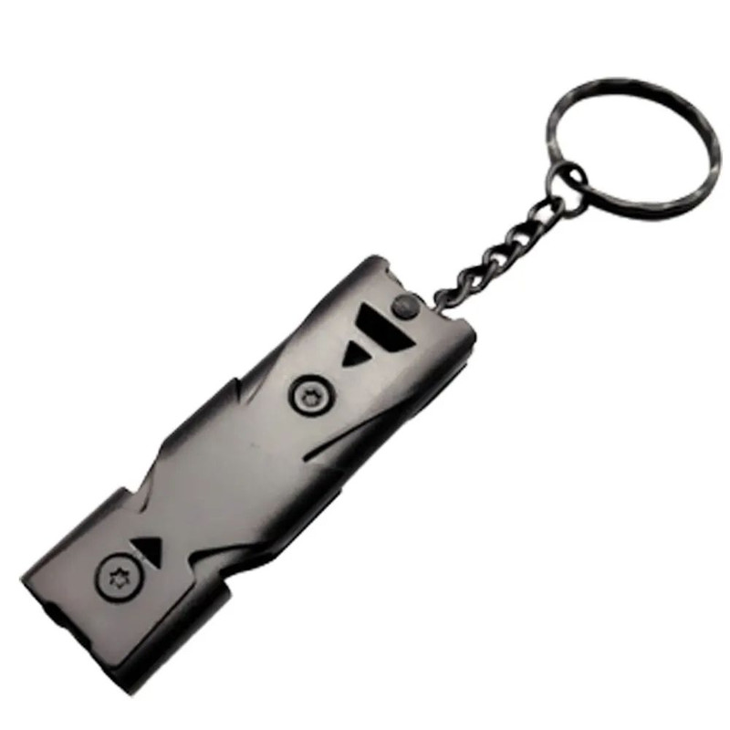 Double Pipe Whistle Pendant Keychain High Decibel Outdoor Survival Emergency Camping Tool Stainless