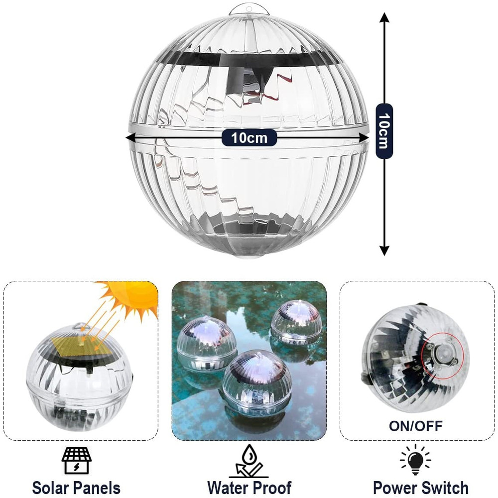 Solar Powered LED Floating Pool Ball Waterproof Glow Light for Ponds, Pool & Disco Show Color Changing