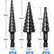 3Pcs HSS Straight Groove Step Drill Bit Set Nitride Black Hex Wood  Metal Hole Cutter 312mm 420mm 6