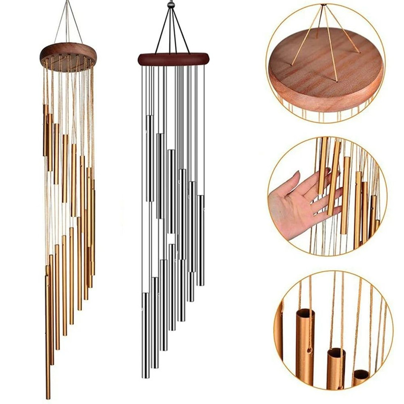 Aluminum Alloy Wind Chimes With Hook GoldSilver Bells For Outside Garden Yard Wedding Memorial Part 0