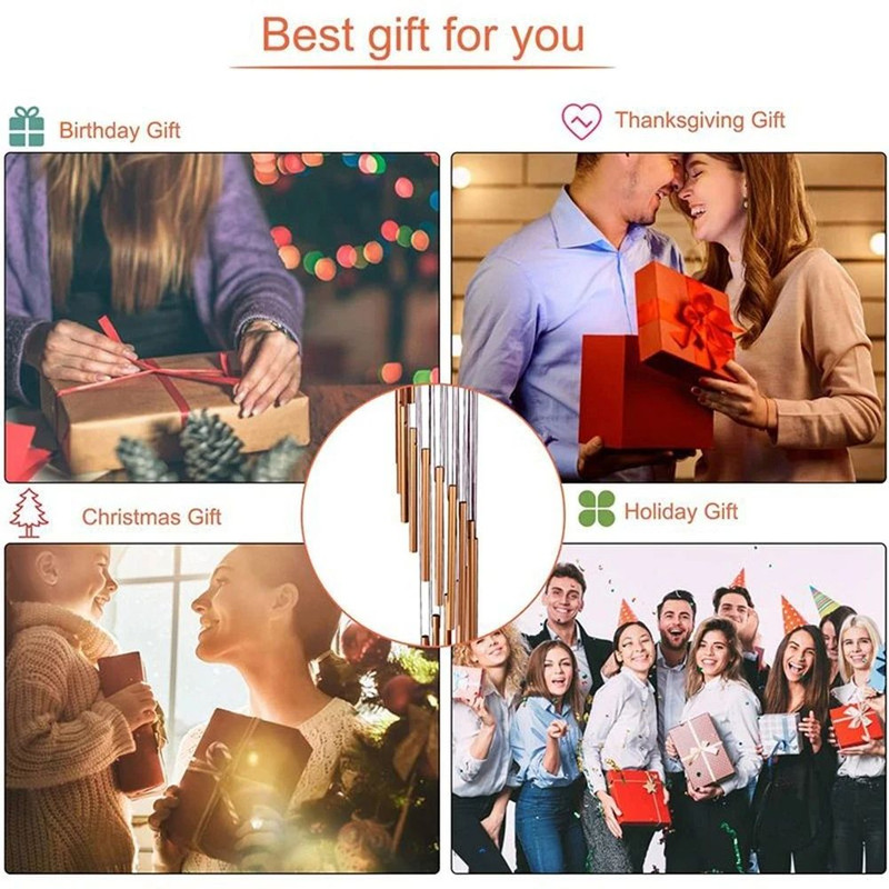 Aluminum Alloy Wind Chimes With Hook GoldSilver Bells For Outside Garden Yard Wedding Memorial Part 3