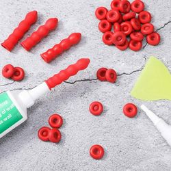 20 pack red caulk cap reusable glass glue tip sealing cover for caulking gun nozzles & barrel glue mouth protection