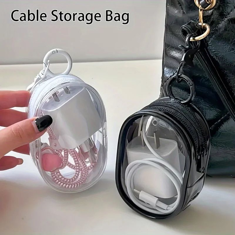Portable Mini Clear Zipper Storage Bag  Compact Organizer For Earphones Chargers  Small Essentials  0
