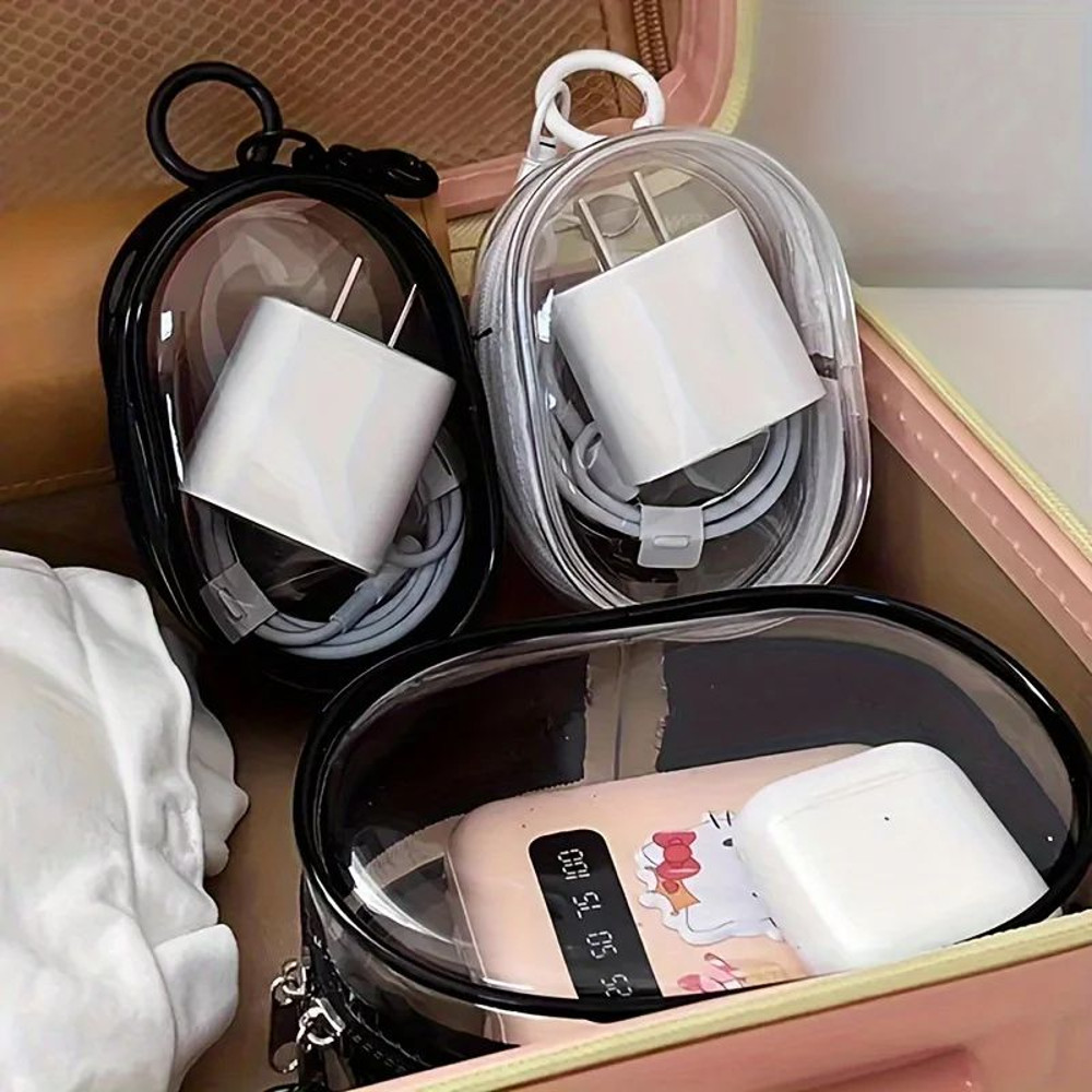 Portable Mini Clear Zipper Storage Bag  Compact Organizer For Earphones Chargers  Small Essentials  1
