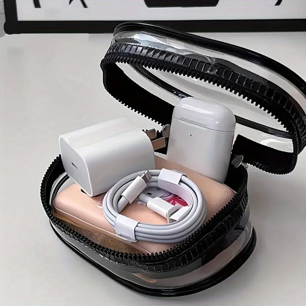 Portable Mini Clear Zipper Storage Bag  Compact Organizer For Earphones Chargers  Small Essentials  2