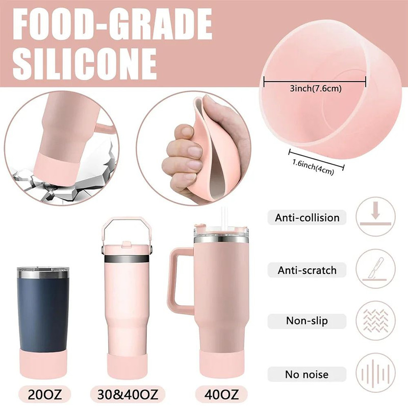 Stanley Cup Accessories Set  3 SpillProof Stoppers Flower Straw Cover Silicone Boot 2 Straws Brush  4