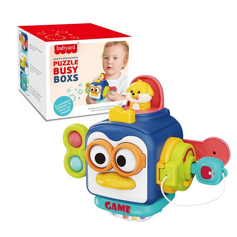 Baby Busy Board Cube Montessori Sensory Toy For Toddlers Educational Learning Activities  Lock Box  2