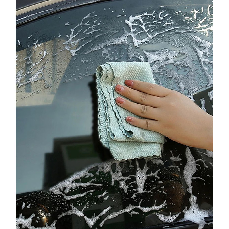 Microfiber Glass Cleaning Cloth Rag Lint Free Reusable Fish Scale Polishing Towels For Windows Car  4
