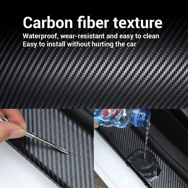 Anti Scratch Car Door Sill Protector Sticker Nano Carbon Fiber DIY Protection Strip For Auto Side M