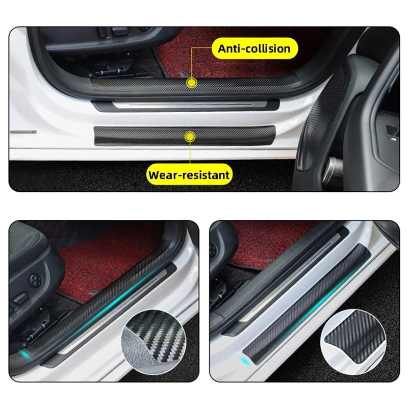Anti Scratch Car Door Sill Protector Sticker Nano Carbon Fiber DIY Protection Strip For Auto Side M