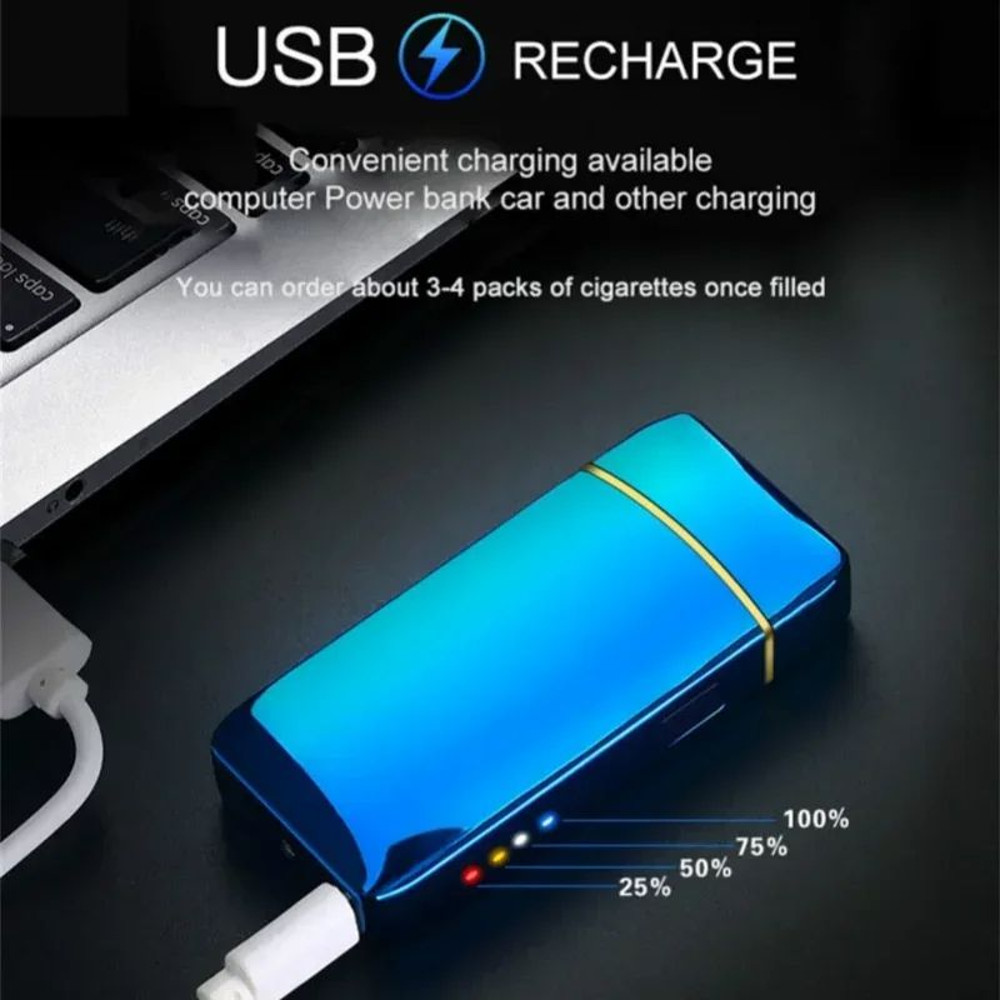 USB Rechargeable Windproof Electric Metal Lighter Double Arc Flameless Plasma Lighter With Touch Se 5