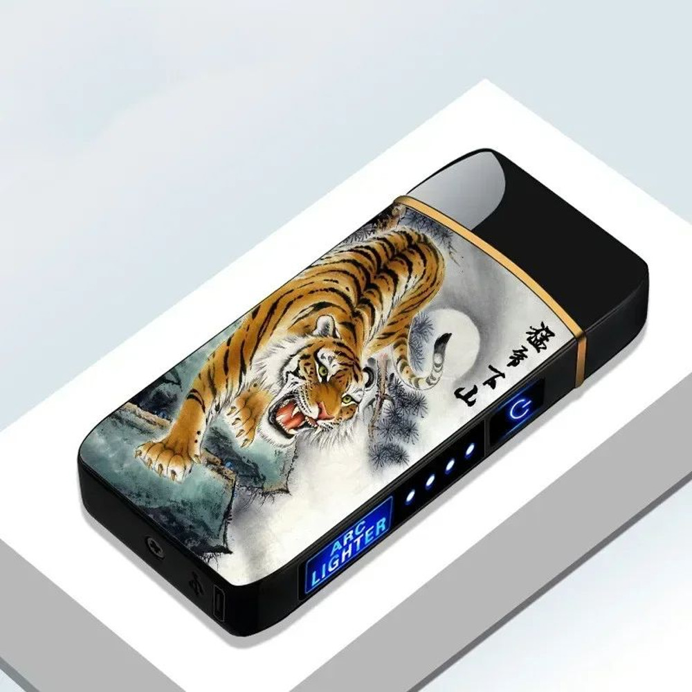 USB Rechargeable Windproof Electric Metal Lighter Double Arc Flameless Plasma Lighter With Touch Se 10