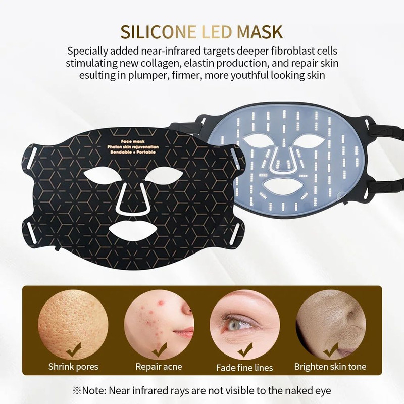 3D LED Light Phototherapy Mask Face Neck Silicone Facial Mask For Skin Rejuvenation AntiWrinkle Br 2