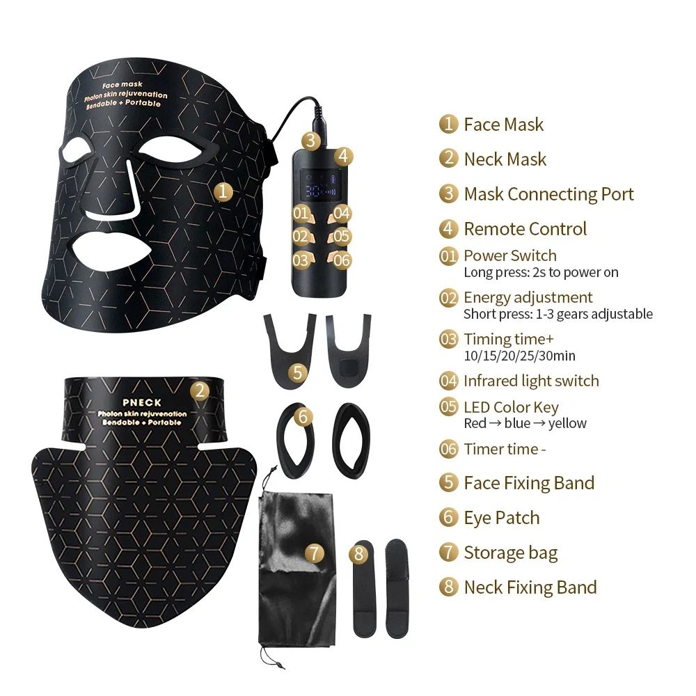 3D LED Light Phototherapy Mask Face Neck Silicone Facial Mask For Skin Rejuvenation AntiWrinkle Br 4