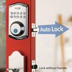 smart keypad door lock with fingerprint entry touch locking 20 user codes, easy to install program, keyless deadbolt