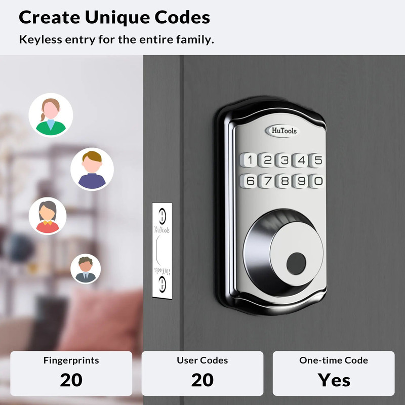 Smart Keypad Door Lock With Fingerprint Entry Touch Locking 20 User Codes Easy To Install Program K 2