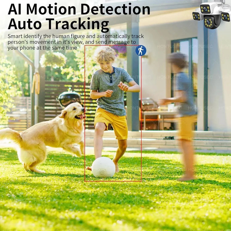 6K UHD Outdoor WiFi Camera Triple Lens With AI Human Detection Auto Tracking Night Vision For 247 S 3
