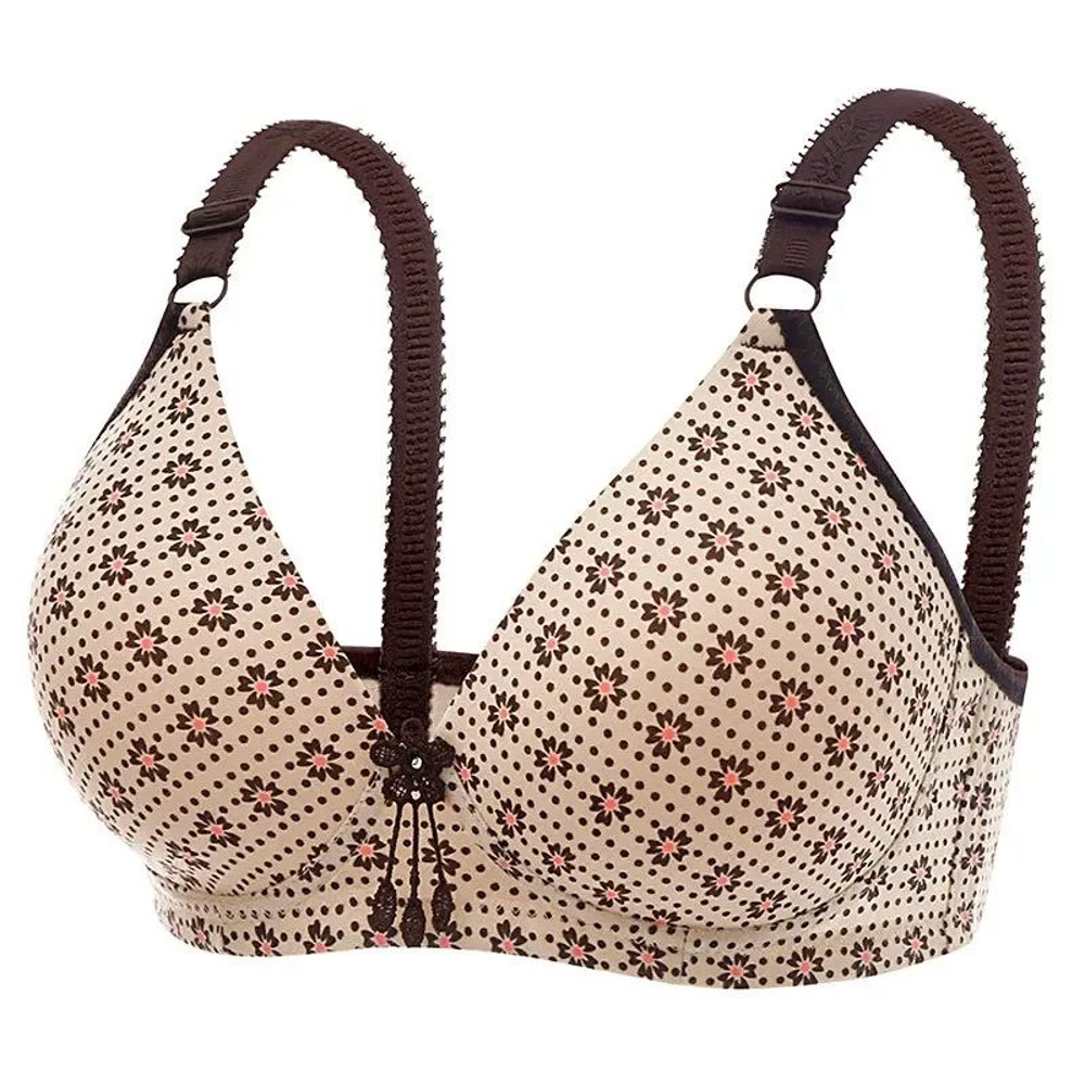 Women Comfortable Printed Mum Bra Lightweight Wireless Thin Section Brassiere For Moms 0