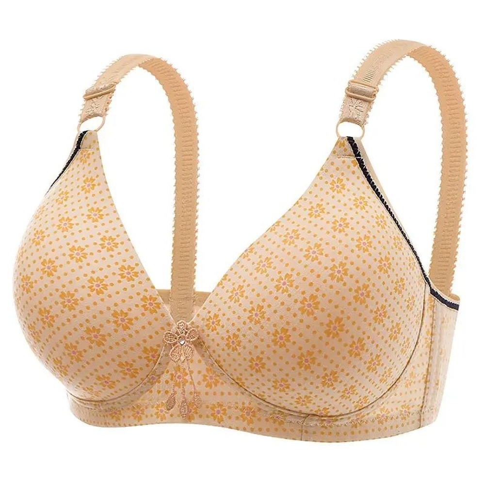 Women Comfortable Printed Mum Bra Lightweight Wireless Thin Section Brassiere For Moms 4