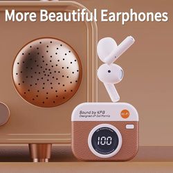 wireless earphones, playback sport earbuds with led display & built in mic