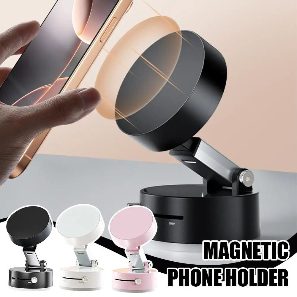 Foldable Double Sided Vacuum Suction Cup Phone Holder Magnetic Mount Lazy Multi Functional Storage 0