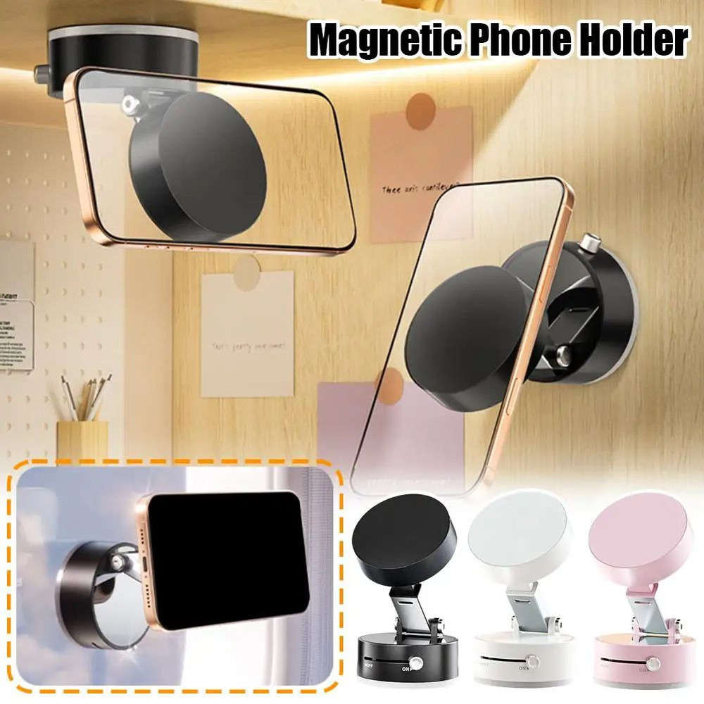 Foldable Double Sided Vacuum Suction Cup Phone Holder Magnetic Mount Lazy Multi Functional Storage 1