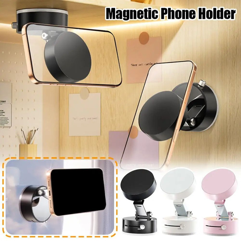 Foldable Double Sided Vacuum Suction Cup Phone Holder Magnetic Mount Lazy Multi Functional Storage 1