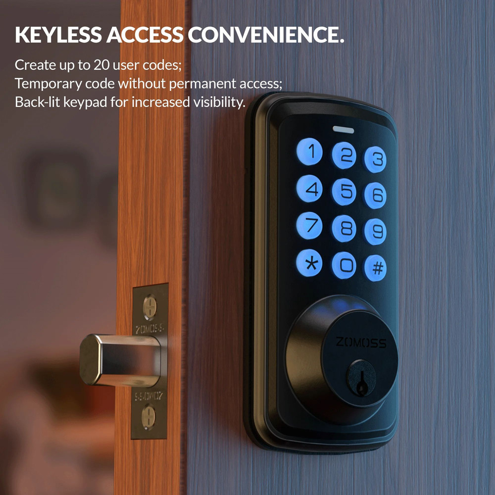 ZOMOSS Smart Keypad Door Lock Digital Code Keyless Entry with AntiPeeking Password Auto Lock Eas