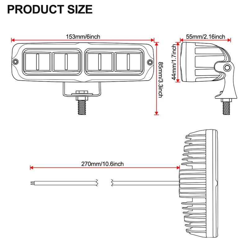 6D LED Light Bar Yellow White Fog Light LED Work Light For Car Motorcycle Offroad ATV Truck Tractor 1