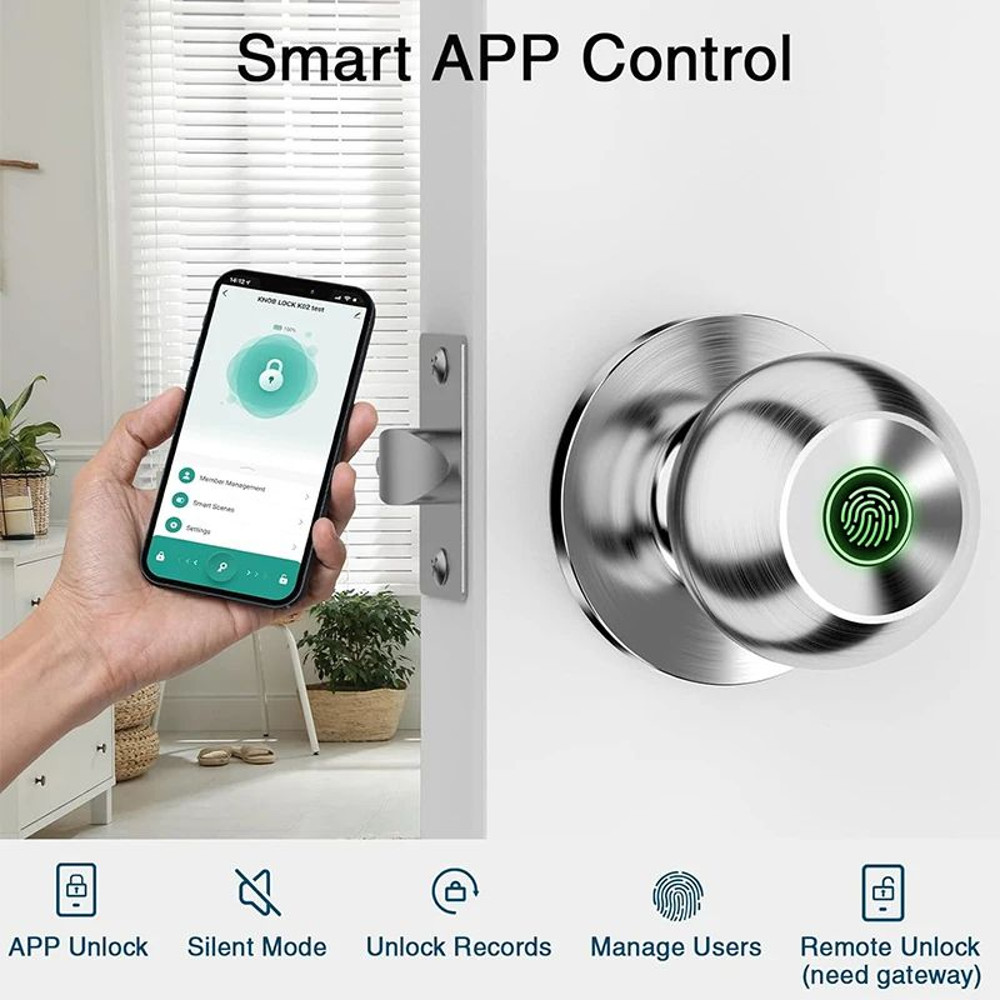 CIEPOJIET Bluetooth Smart Lock Tuya Fingerprint Door Lock With Keyless Entry Secure Tuya App Key C 1