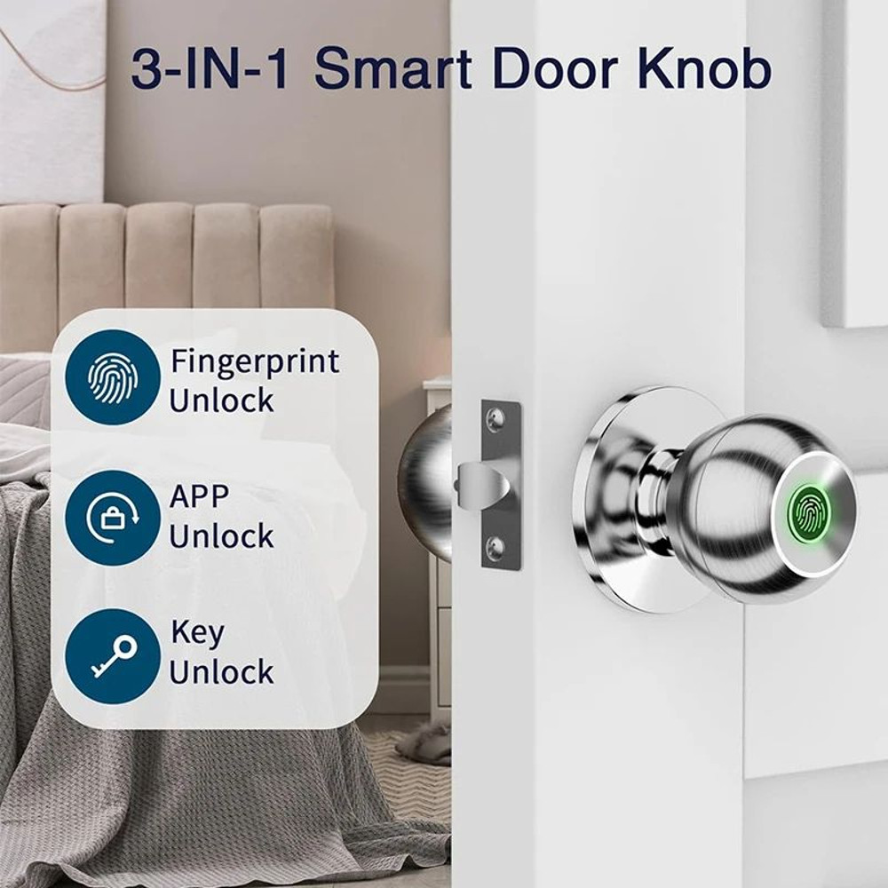 CIEPOJIET Bluetooth Smart Lock Tuya Fingerprint Door Lock With Keyless Entry Secure Tuya App Key C 4