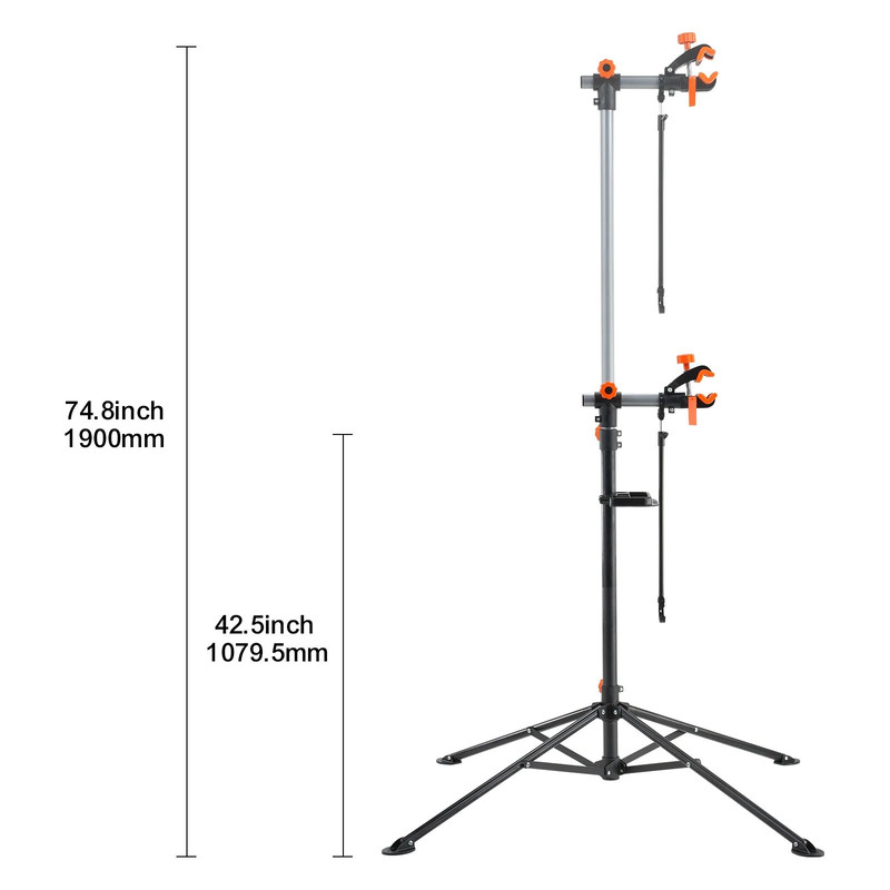 Heavyduty VEVOR Bike Repair Stand With Adjustable Height Magnetic Tool Tray Telescopic Arm Foldabl 7
