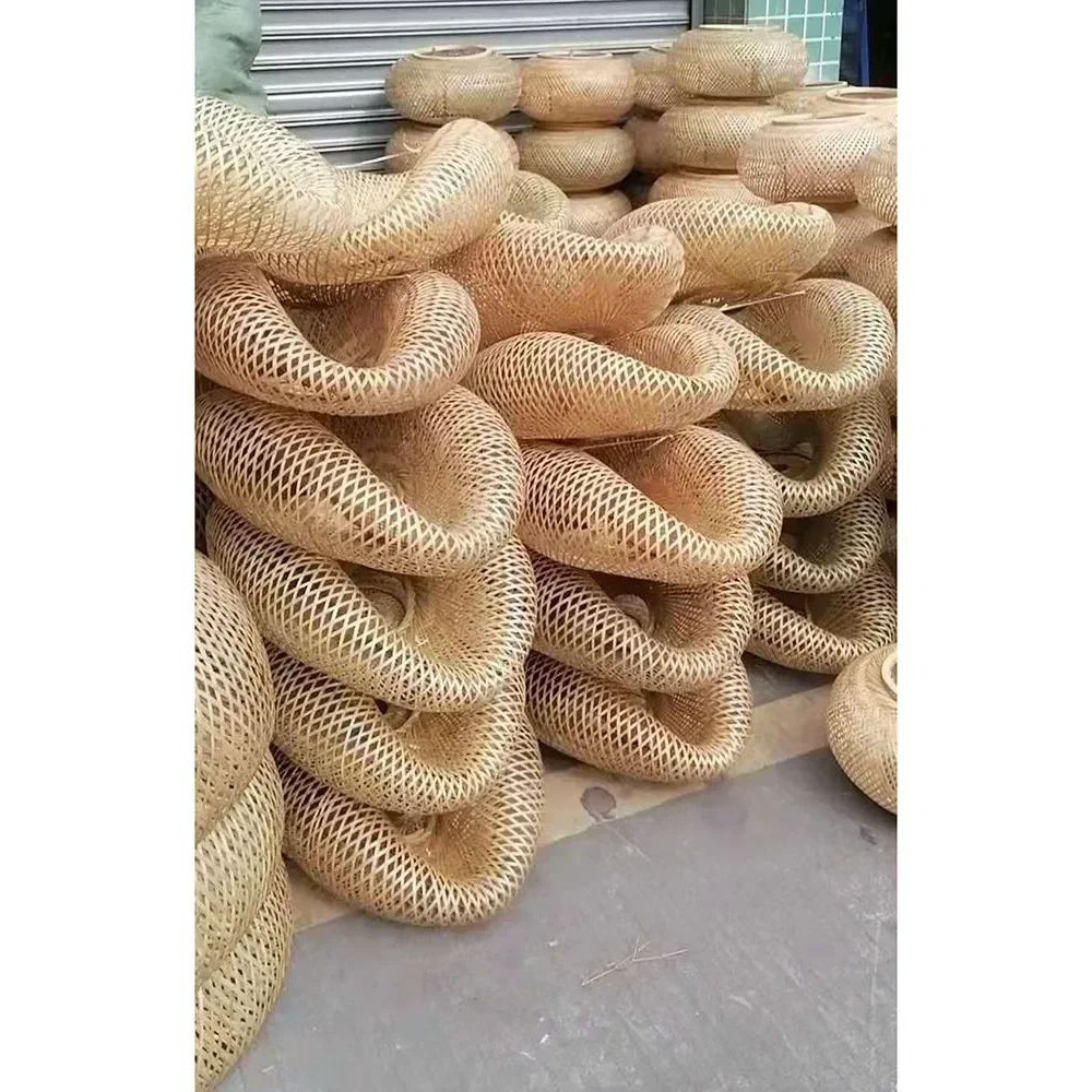 Bamboo Hand Weaving Pendant Light LED Ceiling Lamp Rattan Chandelier For Home Bedroom Decor 3