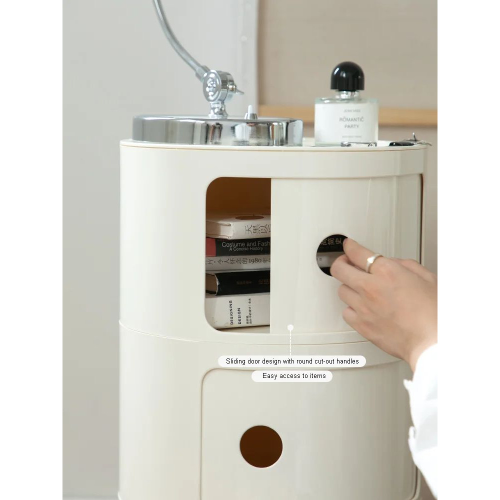 Round Bedside Table Nordic Plastic Nightstand Small Side End Table Storage Cabinet For Bedroom Livi 1