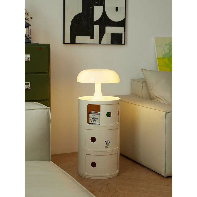 Round Bedside Table Nordic Plastic Nightstand Small Side End Table Storage Cabinet For Bedroom Livi 0