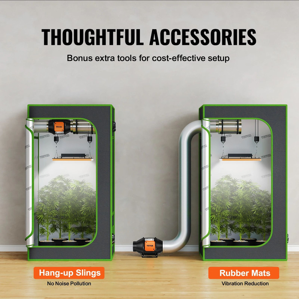 VEVOR Inline Duct Fan Quiet ECMotor Ventilation Exhaust Fan With Temperature Humidity Controller Co 5