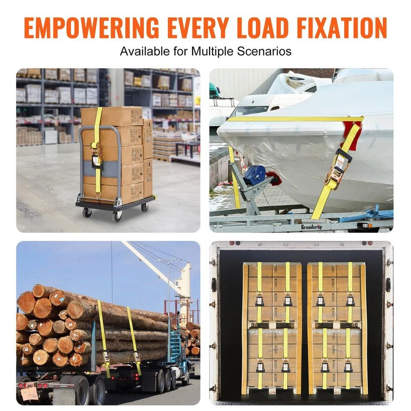 4 Pack Ratchet Tie Down Straps 10000 Lbs Breaking Strength 2 X 27 Heavy Duty Straps With Double J H 0