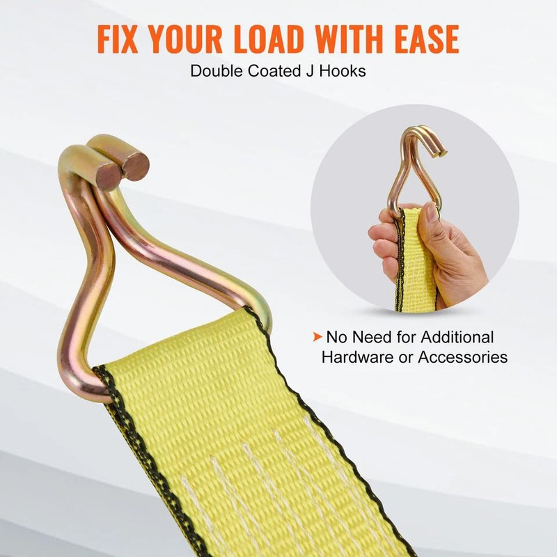 4 Pack Ratchet Tie Down Straps 10000 Lbs Breaking Strength 2 X 27 Heavy Duty Straps With Double J H 10