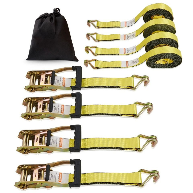 4 Pack Ratchet Tie Down Straps 10000 Lbs Breaking Strength 2 X 27 Heavy Duty Straps With Double J H 11