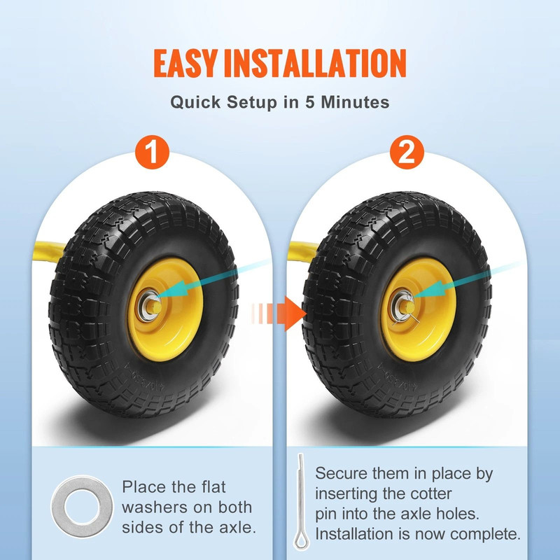 10 Solid PU RunFlat Tire Wheel 2Pack 400 Lbs Capacity FlatFree Tubeless Tire For HeavyDuty Equipme 2