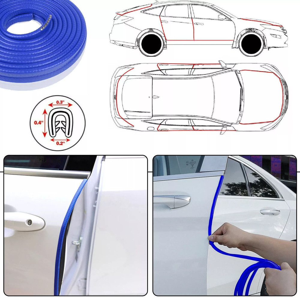 10Feet Car Door Edge Guard Moulding Trim Strip Universal Rubber Seal Protector With Metal Clips Bl 6