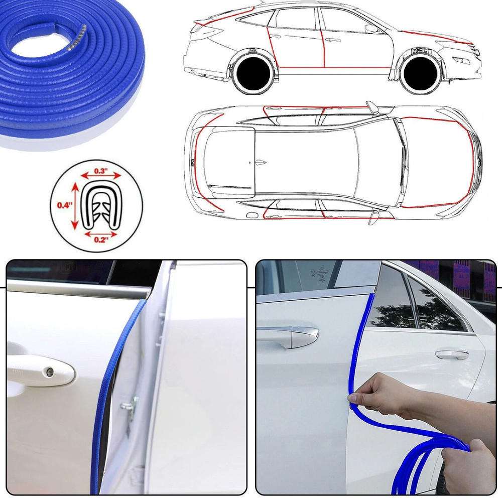 10Feet Car Door Edge Guard Moulding Trim Strip Universal Rubber Seal Protector With Metal Clips Bl 8