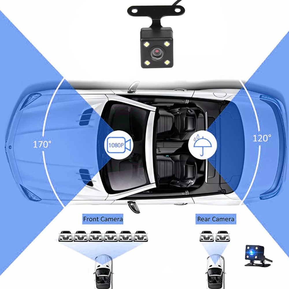 Dual 1080P Dash Cam With 4 Screen Car DVR Recorder For Front Rear Camera Coverage 1