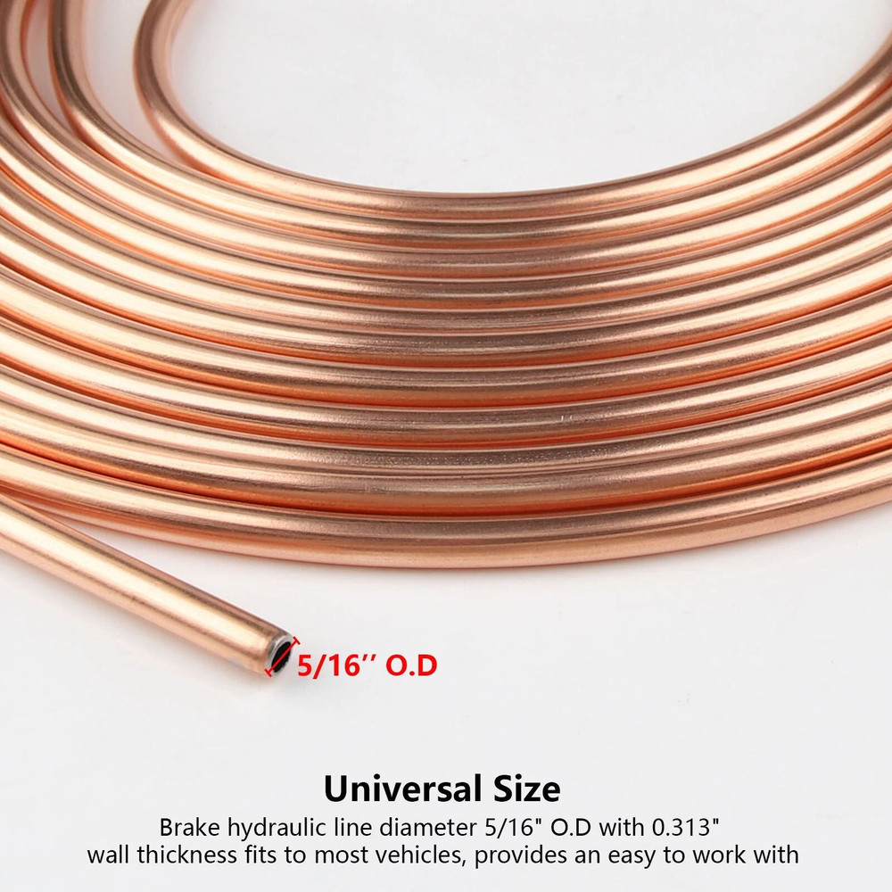Copper Nickel Brake Line Tubing Kit 516 OD 25 Ft Coil Roll With All Size Fittings For Auto Repair 4