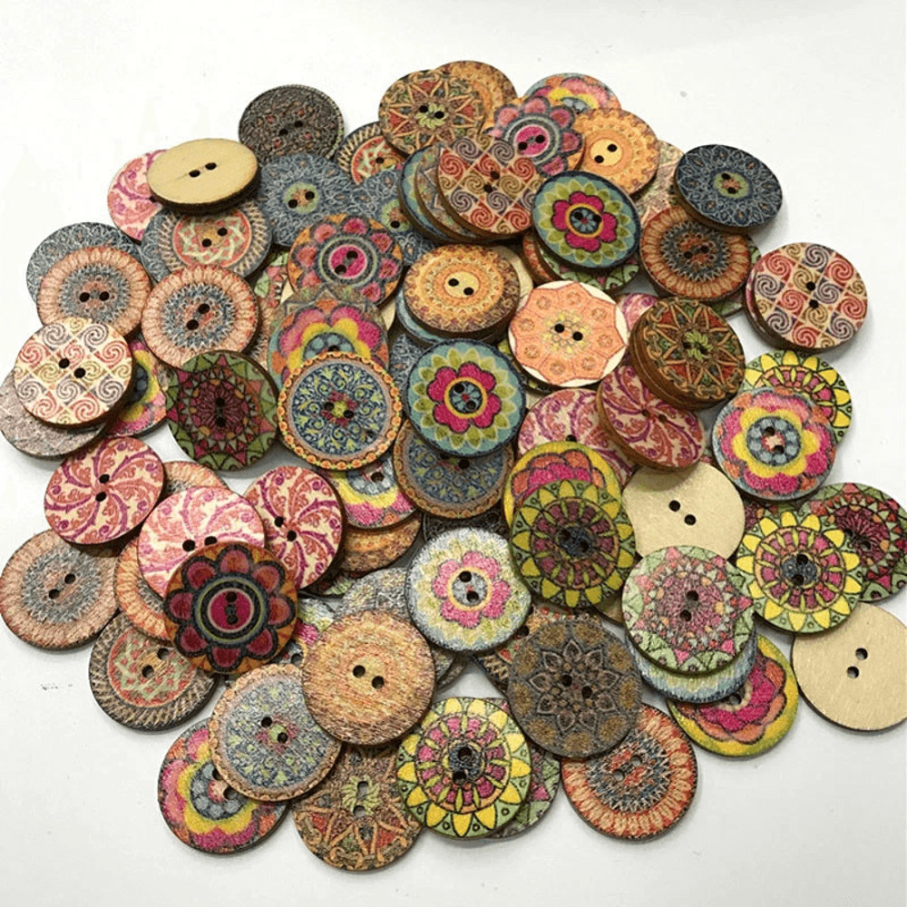 Mixed Boho Flower Wooden Button DIY Craft Sewing Scrapbooking 1