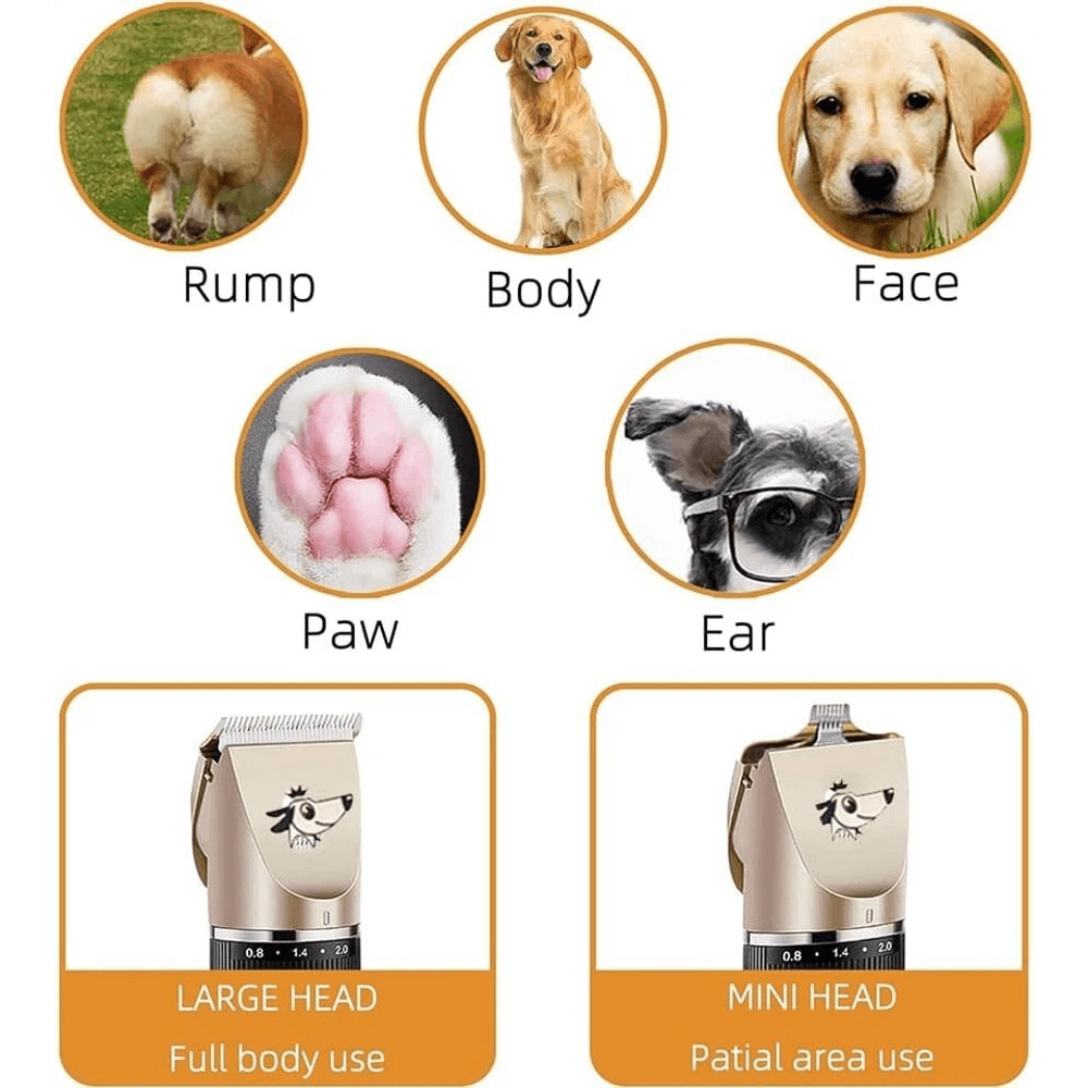 Dog Cat Pet Grooming Kit Rechargeable Cordless Electric Hair Clipper Trimmer Set With Dual Blades L 2