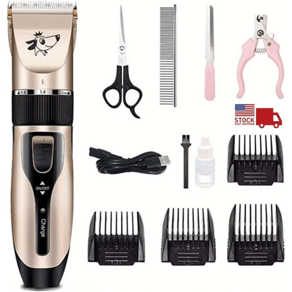 Dog Cat Pet Grooming Kit Rechargeable Cordless Electric Hair Clipper Trimmer Set With Dual Blades L 0