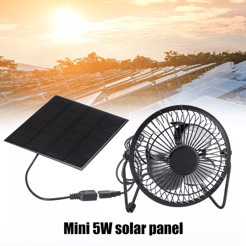 Portable Solar Mini Ventilator Fan USB Powered Waterproof Fan For Greenhouse Dog Chicken House Out 2