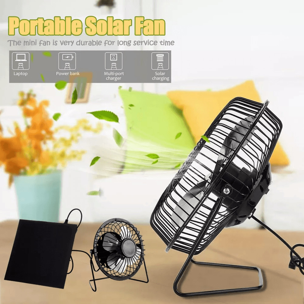 Portable Solar Mini Ventilator Fan USB Powered Waterproof Fan For Greenhouse Dog Chicken House Out 1